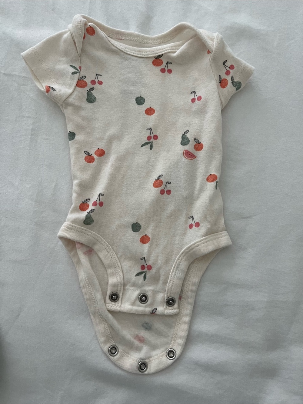 Cream Baby One-Piece with Cherry & Fruit Print